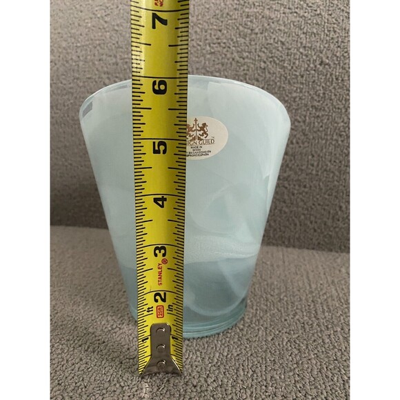 Spain Design Guild ECO Glass Vase Bluish White Swirl Recycled Art Glass - Picture 7 of 8